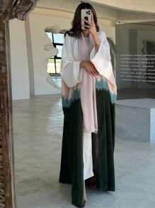 1pc Tie Dye Tie Dye Wavy Pattern Casual Long Robe, Elegant, Lightweight, Refined Fabric & Craftsmanship, Graceful High-End Cardigan Abaya - Abaya - View 12