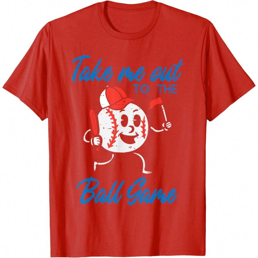 Womens Shirts Take Me Out To The Ball Game Baseball Women T-Shirt Womens Tops Oversized Graphic Tshirts For Women,Round Neck Printed T-Shirt Graphic Tees Women Tops