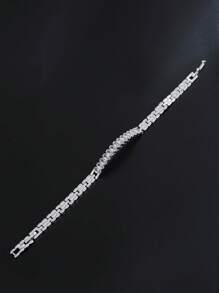 1pc Minimalist High-End Synthetic Cubic Zirconia Bracelet, Lightweight Luxurious Design For Daily Wear, Dates, Weddings, And Parties