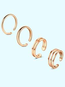4Pcs Stainless Steel Toe Rings For Women Adjustable Toe Ring Set Simple Cute Thin Band Beach Summer Foot Jewelry Golden Silvery Rose Golden