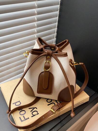 Bolso cruzado mini con cordón y bloqueo de color de moda para mujeres