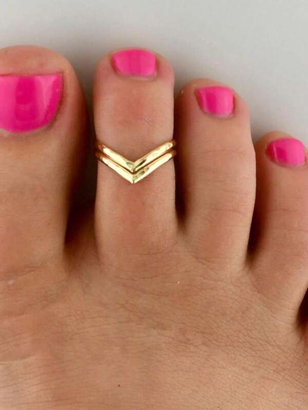 1pc Bohemian Geometric Hollow Toe Ring, Multicolor Copper Material, Minimalist & Fashionable For Women, Suitable For Beach Holiday And Daily Wear