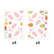 Set de 8 pegatinas decorativas de 20*14cm para Pascua, pegatinas con huellas de conejo para decoración de fiesta de Pascua, papel tapiz, decoración de Ramadán, regalos del Día de la Madre, velas, decoración de jardín, decoración de primavera, sala de estar, dormitorio, baño, cocina