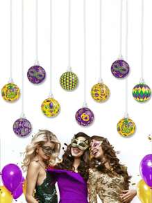 16pcs Mardi Gras Decoration Tags, Party Hanging Ornaments For Mardi Gras Festival Atmosphere - Multicolor - View 3
