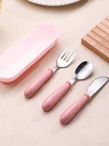 2/3pcs Set Personalized Laser Engraved 304 Stainless Steel Cutlery Set, Customizable Name+Design, Spoon, Fork, Knife, Tea Spoon, Soup Spoon, Anti-Slip Handle, Feeding Utensils Set, Multi-Functional, Christmas Gift, Birthday Gift, Back To School - Multicolor a - View 20