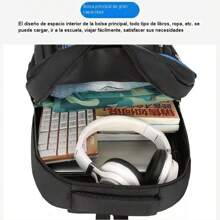 Mochila de hombre resistente con diferentes colores,con 3 compartimentos,cierres dobles,cinta acolchonadas y cinta ajustable - Azul - Ver 2