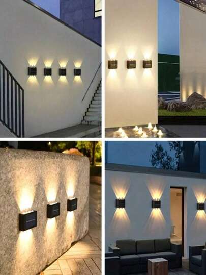 1pc Solar Powered Outdoor Wall Light, Outdoor Night Light, Outdoor Decorative Light, 8LED/10LED, Waterproof Wall-Mounted Lighting, Suitable For Garden, Patio, Landscape And Wedding Decor, Solar Powered Outdoor Lamp