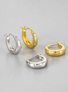 ESBERRY 1 对 925 银精致四角形星形耳环女士珠宝礼物生日礼物派对礼物