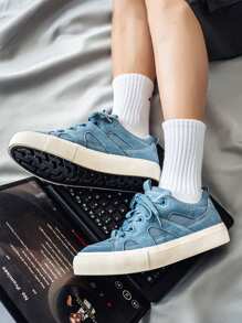 Men's Fashionable Thick Sole Breathable Low-Top Casual Sneakers, Spring/Summer - Blue - View 4