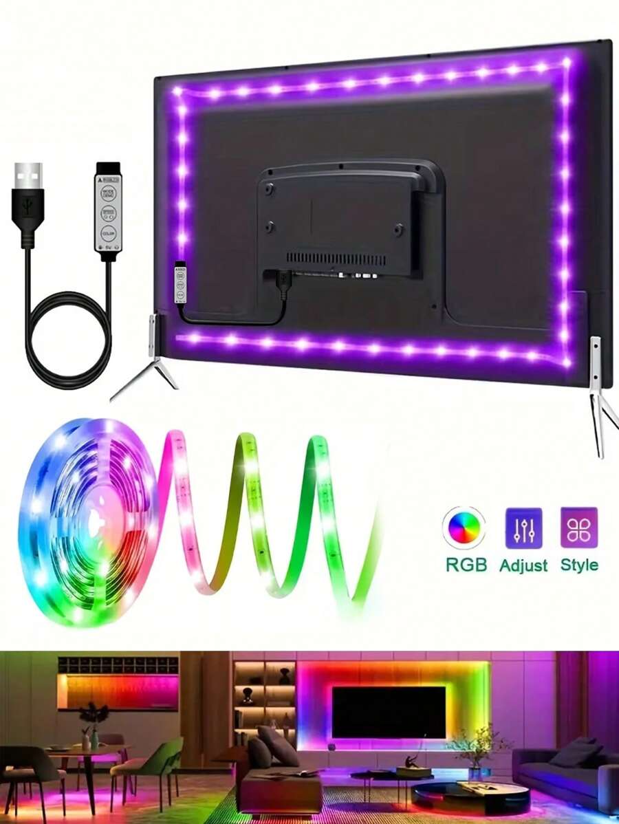 Striscia Led USB 5V Retroilluminazione Per TV 2W SMD 5050 2 Metri Ip20 Rgb Wisdom - Foto 6