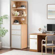 Tall Corner Cabinet, Sofa Side Corner Storage Cabinet, Triangle Corner Hutch With Open Shelves, Drawer, Single Door, Bathroom Storage Cabinet For Laundry Room, Living Room, Kitchen - 白色 - 查看 2