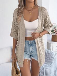 女士休闲轻薄波西米亚风针织开衫，宽松版型，百搭优雅，适合夏季穿着