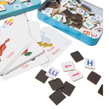 1 盒磁性单词拼装拼图、单词学习、数学学习、英语学习卡、趣味拼图、蒙特梭利、婴儿玩具、返校用品、启蒙玩具、拼写玩具 - 彩色 - 查看 4