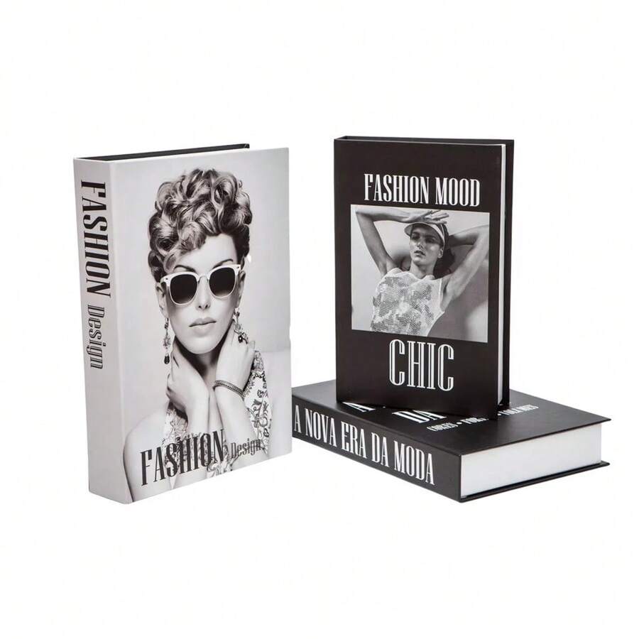 Kit 3 Fake Books Desk Book Organizer Box Decorative Object Holder - 時尚 - 查看 1