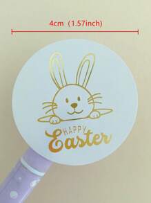 100pcs Round Happy Easter Stickers, 4X4CM Gold Label, Easter Gift Packaging Decoration Stickers