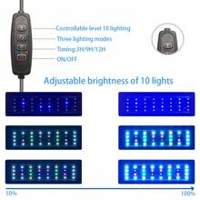 Full Spectrum Aquarium LED Light With Timer, Adjustable Brightness, Suitable For 10-18 Inch Fish Tank, Freshwater & Reptile Lighting, Suitable For Various Small Pets