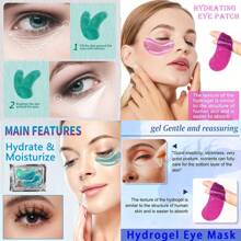 6 对/12 对保湿水晶眼膜，抚平细纹，淡化黑眼圈，紧致滋养肌肤，含有透明质酸，可提拉和收紧眼部区域，男女皆宜 - 彩色 - 查看 2