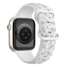 Correa grabada para de 46 mm, 42 mm, 44 mm, 45 mm, 41 mm, 40 mm, 49 mm, 38 mm, pulsera de silicona con estampado floral para Series 10, 8, 9, 7, SE, 4, 5, 6, Ultra 2, accesorios para mujeres y hombres
