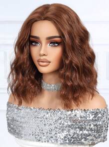 Elegant Women's Chemical Fiber Wig Brown 12 "Shaggy Medium Short Curly Bob Wig Synthetic Heat Resistant Fiber Material Suitable For Holiday Travel Family Party Role Play Daily Wear - Rust Brown - View 4