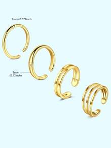 4Pcs Stainless Steel Toe Rings For Women Adjustable Toe Ring Set Simple Cute Thin Band Beach Summer Foot Jewelry Golden Silvery Rose Golden