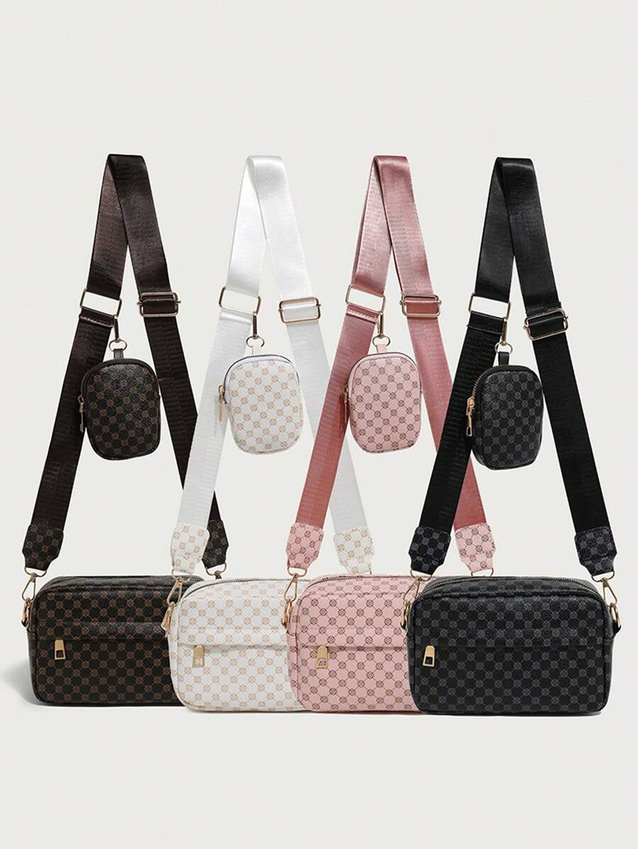 1 Set Girls' Crossbody Bag, Shoulder Bag, Coin Purse, Retro Pattern Shoulder Bag, Suitable For Daily Use, Parties, Ideal Gift Option