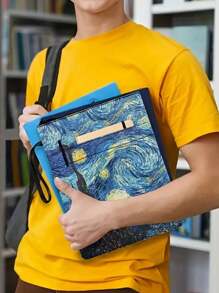 Vincent van Goghs "Sternennacht" Leinwand Buchcover - waschbarer Hartcover Buchschutzumschlag mit künstlerischem Design | ideal für Studenten und Buchliebhaber, Rückkehr zur Schule, Schulmaterial