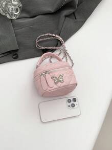 1pc时尚法式优雅高端小手提包女生洋气新款单肩斜挎包女包小方包高端斜挎包女生时尚手提包单肩包百搭多巴胺复古水钻刺绣蝴蝶手提包迷你盒子包 - 盒子手提包 - 查看 8