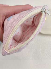 1 个可爱的小卡片夹零钱包，带按扣的拉链储物袋，可存放文件、账单和卡片的多功能化妆包