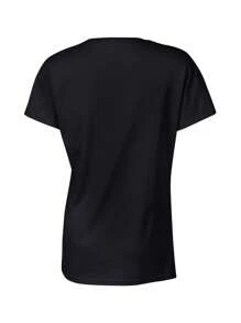 Women's 'MIMI Claus' Pattern-Shirt - Festive Santa Hat And Reindeer Antlers Design, Soft Crew Neck Short Sleeve Top, Washable Spring Summer Season Party-Shirt - màu đen - Xem 2