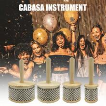 带金属珠子的木制 Cabasa - 4 种尺寸手持打击乐器，适合乐队、现场和表演 - 耐用的专业级摇铃，音乐家的节奏配件 - 原木色 - 查看 2