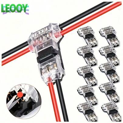 leooy Wire & Cable Quick Connector, T1/T2/H1/H2 Single/Dual Wire Non-Stripping Fast Terminal Connector, No Soldering No Stripping, LED Strip Non-Destructive Wiring Terminal, Auto Cable Connector For 0.3-0.75 Square Mm Wires, Electrical Connector Accessories