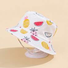 1pc Infant Cartoon Printed Sun Protection Bucket Hat, Minimalist & Fashionable - Multicolor - View 14