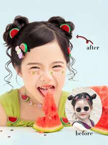 2PCS Kid's Hair Bun Extensions Wig Ring Synthetic Children's Wig Girl Flower Head Hair Artifact Wig Elastic Rubber Band Hair Bun Chignon Kid Children Wig Hair Accessories