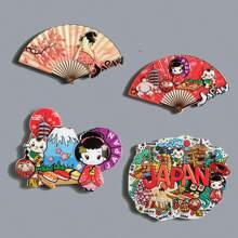 1 件树脂日本歌手扇形冰箱贴纪念品，带有相扑、雪山、达摩、樱花、招财猫的旅行纪念品，3D 家居装饰，有意义的创意礼物 - 彩色 - 查看 1