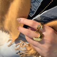 New Unique Design Asymmetric Pentagram Shiny Zirconia Opening Ring Elegant Luxury Jewelry Women Rust Proof