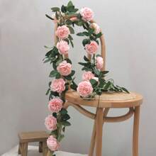 Pink Silk Peony Artificial Big Flowers Vines Wedding Party Wall Hanging Ivy Rattan Home Garden Dration Garland Green Plants
