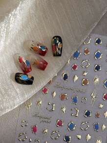 1 st. Metalen textuur nagel charme stickers DIY kunst Franse stijl 3D nagel kunst decoraties