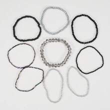 1pc Bohemian Crystal Beaded Stretch Bracelet - White - View 12