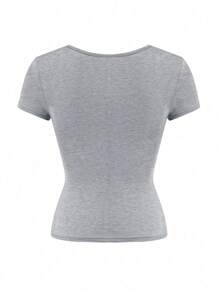 Vaiaye Women's Summer Solid Knitted Square Neck Sexy Slim Fit Y2K Cropped Waist T-Shirt