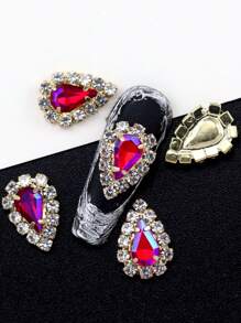 10 件装 K-Pop 风格美甲水钻首饰，金色和银色闪亮水滴指甲装饰配件带托盘，25 种颜色 - 彩色 - 查看 25