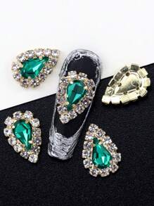 10 件装 K-Pop 风格美甲水钻首饰，金色和银色闪亮水滴指甲装饰配件带托盘，25 种颜色 - 彩色 - 查看 6