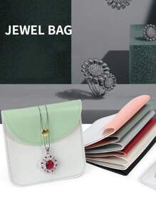 Transparent Single-Sided PU Leather Jewelry Bag For Rings, Pendants, Necklaces, Earrings Storage, Dust Proof Jewelry Pouch Gifts Women Girls