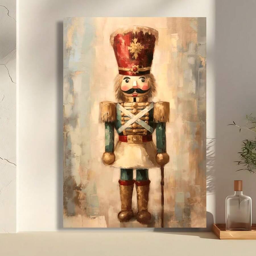 Framed Vintage Nutcracker Canvas Poster - Retro Cartoon Themed Art Deco Wall Art For Home Office, Living Room, Bedroom  Indoor Portrait Orientation, Ideal For Kitchen, Bathroom Decor  Birthday Party Decor, Mother's Day New Year Easter Gift, , Home Living Room Office Wall Decor, Perfect Gift And Wall Decoration - 裱框 - 查看 1