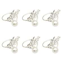 12 件/6 件/4 件/2 件金色和银色小麦图案餐巾环，配仿珍珠装饰，适用于酒店婚礼餐桌装饰、感恩节、圣诞节、日常用餐 - 彩色 - 查看 10