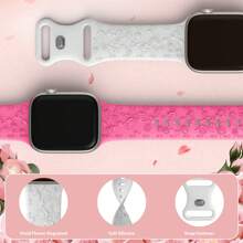 Correa grabada para de 46 mm, 42 mm, 44 mm, 45 mm, 41 mm, 40 mm, 49 mm, 38 mm, pulsera de silicona con estampado floral para Series 10, 8, 9, 7, SE, 4, 5, 6, Ultra 2, accesorios para mujeres y hombres