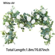 1pc High-Quality 70.87inch Length Artificial Eucalyptus Rattan,Elegant Minimalist, Wedding Decor Bridal Shoot Props,Tabletop Decor With White Flowers-Fade-Resistant Green Plants For Wall,Yard,Party And Holiday Decor