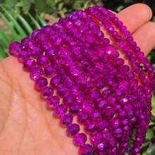 120/160/220/300pcs Austrian Crystal Glass Beads, Fuchsia Color, Round Flat Shape, 4/6/8mm, Suitable For Handmade Bracelets, Necklaces, Earrings, Jewelry Making Supplies - Oblate Crystal - View 7