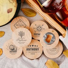 个性化定制磁性开瓶器，雕刻磁铁开瓶器，独特的伴郎礼物，个性化雕刻开瓶器，伴郎礼物 - 棕色 - 查看 2