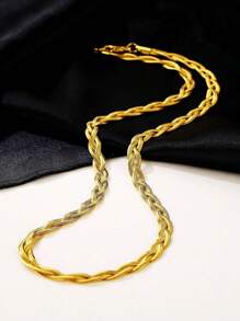 ZG YING ZHOU ZGYZ 1 pieza Collar de cadena de cuchilla de acero inoxidable de múltiples capas con diseño de hueso de serpiente, adecuado para boda, fiesta y uso diario, unisex - Dorado - Ver 7