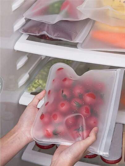 3pcs Reusable Eva Food Preservation Bag, Multi-Functional Leak-Proof Self-Sealing Preservation Bag, Fruit, Vegetable, Sandwich, Meat And Other Food Preservation Bags, Kitchen Supplies, Suitable For Sealed Food Preservation Storage And Pre-Meal Preparation